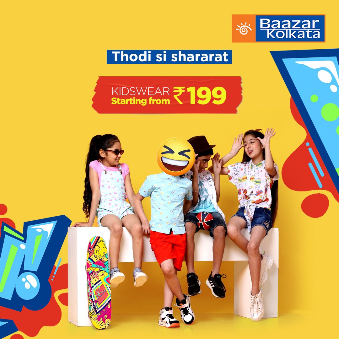 BaazarKolkata's tweet photo. Get your kids the fashion that matches their energy with outfits from Baazar Kolkata! ❤️
#BaazarKolkata #shopaholic #shoppingisfun #kidswear #kidsfashion #kidsfashiontrends #kidsdress #stylishoutfit #kidsweardaily #shoooingsale_newseason #shoppingindia #shoptoday #fashionstore https://t.co/A9UQEeelyA