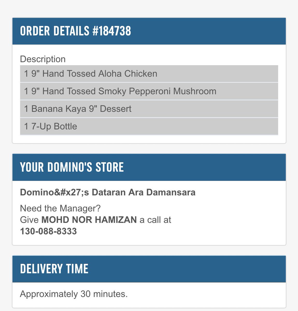 walteraaronwcy's tweet photo. @DominosMY your promise to deliver your pizza by 30 minutes is a total lie. It’s been more than an hour and yet, no pizza and no call from the branch regarding my pizza. Thank goodness I asked for COD. If you can’t keep up with the demand, stop taking orders 🤷🏻‍♂️ https://t.co/hhGcl8Tbbv
