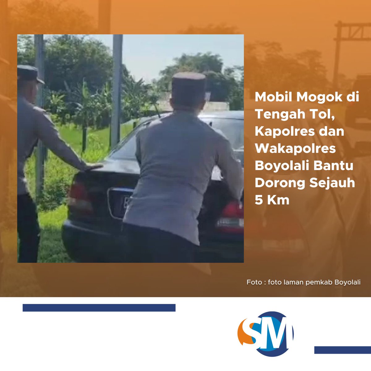 suaramerdeka's tweet photo. Mobil Mogok di Tengah Jalan Tol, Kapolres dan Wakapolres Boyolali Bantu Dorong Sejauh 5 Km
https://t.co/w5AdIOC5a7
#mobilmogok #jalantol #tolboyolali #tolsemarangsolo #kapolresboyolali #wakapolresboy #boyolali #dorong https://t.co/K37uyvDkDe