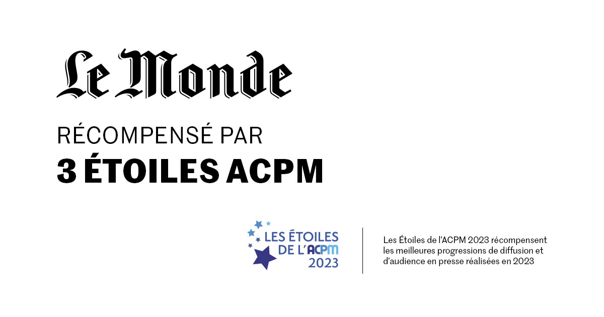 LeMondeEtVous's tweet photo. ⭐️⭐️⭐️ 𝑳𝒆 𝑴𝒐𝒏𝒅𝒆 récompensé par 3 étoiles @ACPMFrance. Merci pour votre fidélité ! ⭐️⭐️⭐️ 

#EtoilesACPM2023 @lemondefr https://t.co/RBdD7yP2MS