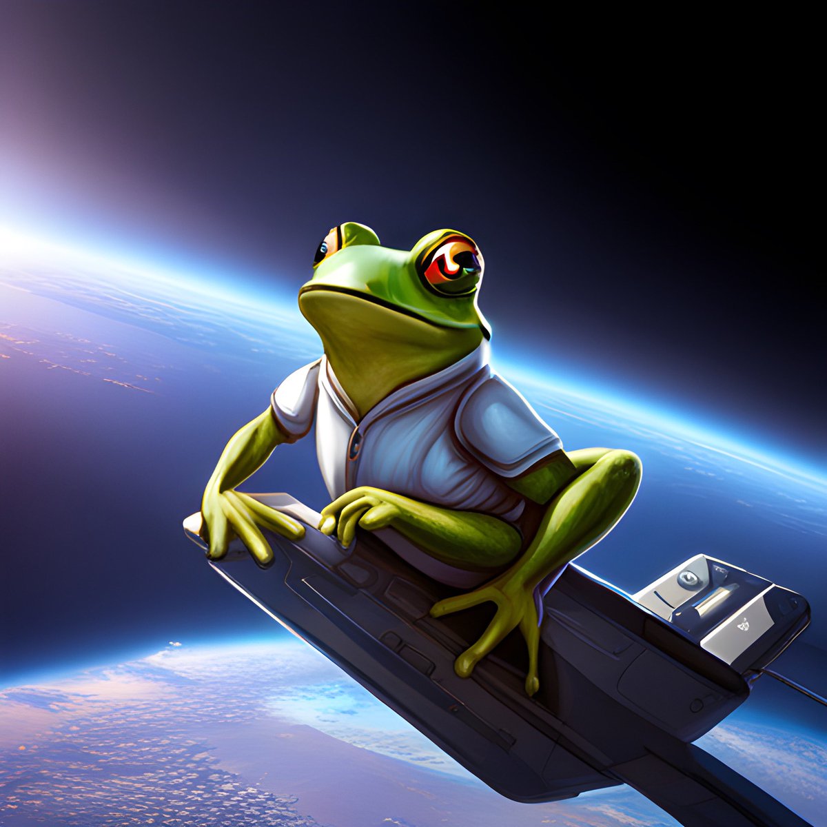 Dontgettricked's tweet photo. Hey @elonmusk, sorry to bother again but if not Mars what about space? ππΈ Imagine how cool baby Pepe would look on SpaceX! ππͺ It could be a leap for frog-kind and an epic meme-worthy moment. #FrogInSpace #BabyPepe #SpaceX ππΈπ https://t.co/I0FW37MjbK
