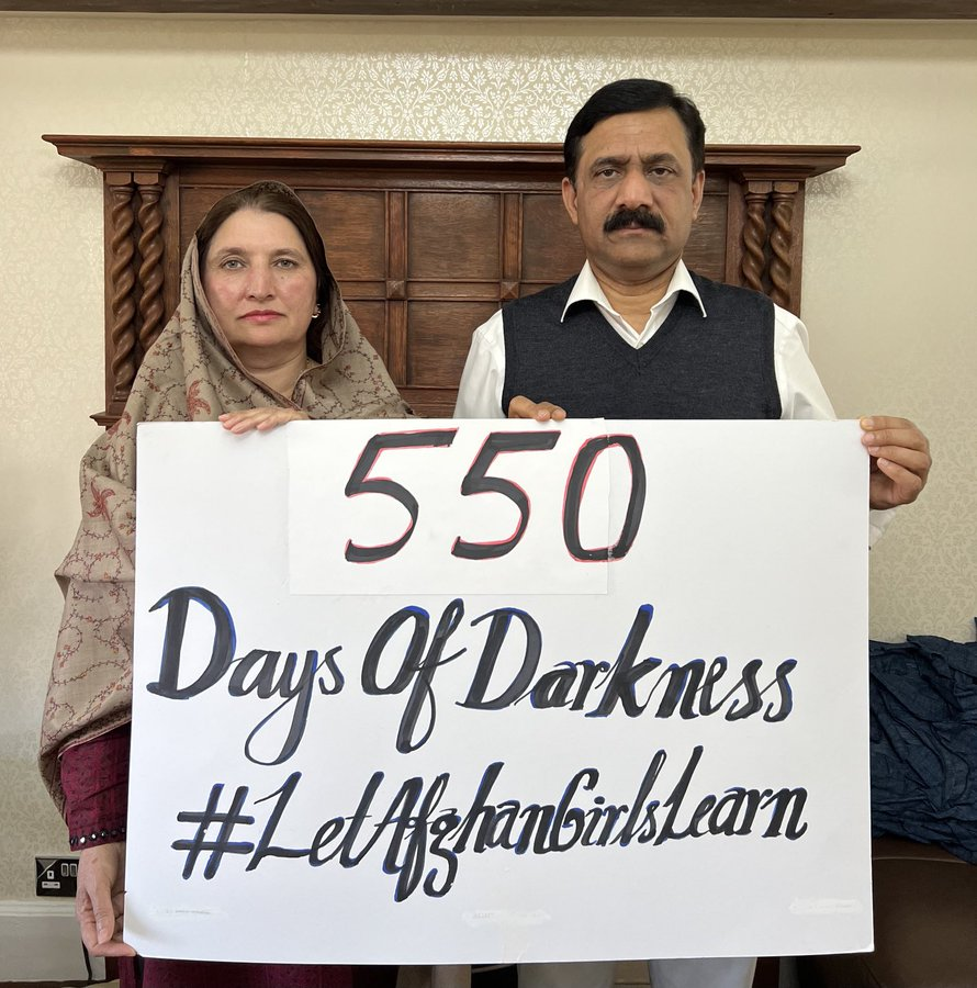 550 DAYS OF DARKNESS🇦🇫 

550 days of Taliban’s ban on girls’ secondary education. 90 days of Taliban’s ban on girls’University education. Days that have become one long, long night. Let there be dawn Let there be light #550DaysOfDarkness #StopGenderAparthied #LetAfghanGirlsLearn