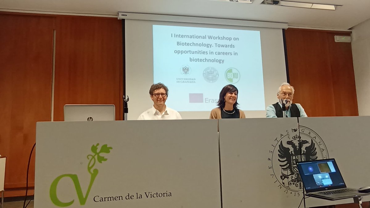 MasterBiotecUGR's tweet photo. Elisabet Aranda @Aranda4Elisabet, Massimiliano Perduca, and Rudolf Bliem present the “I International Workshop on Biotechnology. Towards opportunities in careers in biotechnology” during the #BIPErasmus week. @UniVerona @BOKUvienna @MasterBiotecUGR https://t.co/BmdDngHg3W