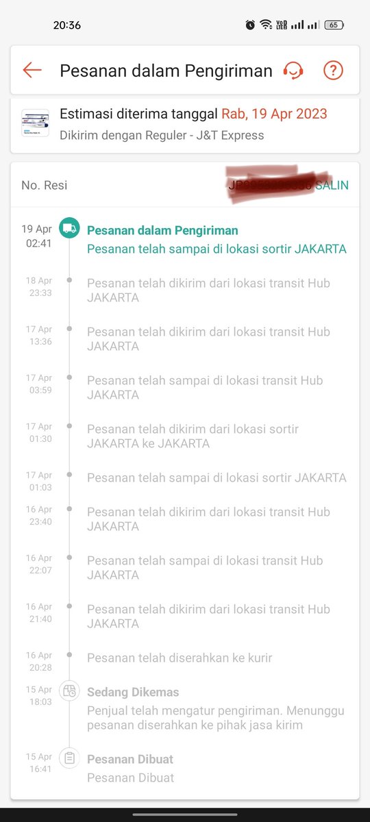 Hallo <a href="/jntexpressid/">J&T Express Indonesia</a> kiriman Jakarta - Jakarta mau sampai kapan di putar2