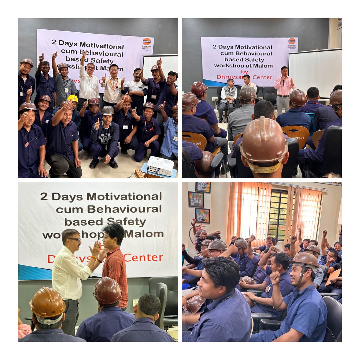 IOCLManipur's tweet photo. 2 days Motivational cum BBS workshop with Dhruvsatya Center for Personal Transformation, Kolkatta for TT crews, Staffs, Transporters, Contract Labours etc at Imphal Depot on 20.04.23 https://t.co/9r9jK8CJch