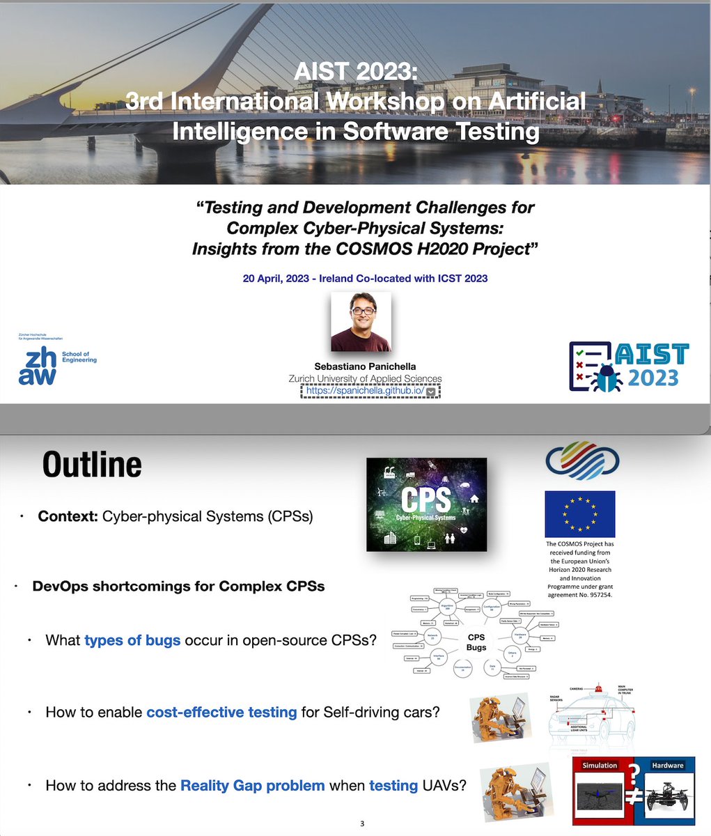 Sebastiano Panichella (@spanichella) on Twitter photo Here are the slides of my keynote entitled “Testing and Development Challenges for Complex Cyber-Physical Systems: Insights from the <a href="/COSMOS_DEVOPS/">COSMOS_DEVOPS - https://www.cosmos-devops.org/</a> H2020 project, presented at the AIST workshop (lnkd.in/e-mkSque):
lnkd.in/e2sVr_zj
@engineeringzhaw <a href="/icstconference/">ICST</a> Here are the slides of my keynote entitled “Testing and Development Challenges for Complex Cyber-Physical Systems: Insights from the <a href="/COSMOS_DEVOPS/">COSMOS_DEVOPS - https://www.cosmos-devops.org/</a> H2020 project, presented at the AIST workshop (lnkd.in/e-mkSque):
lnkd.in/e2sVr_zj
@engineeringzhaw <a href="/icstconference/">ICST</a>