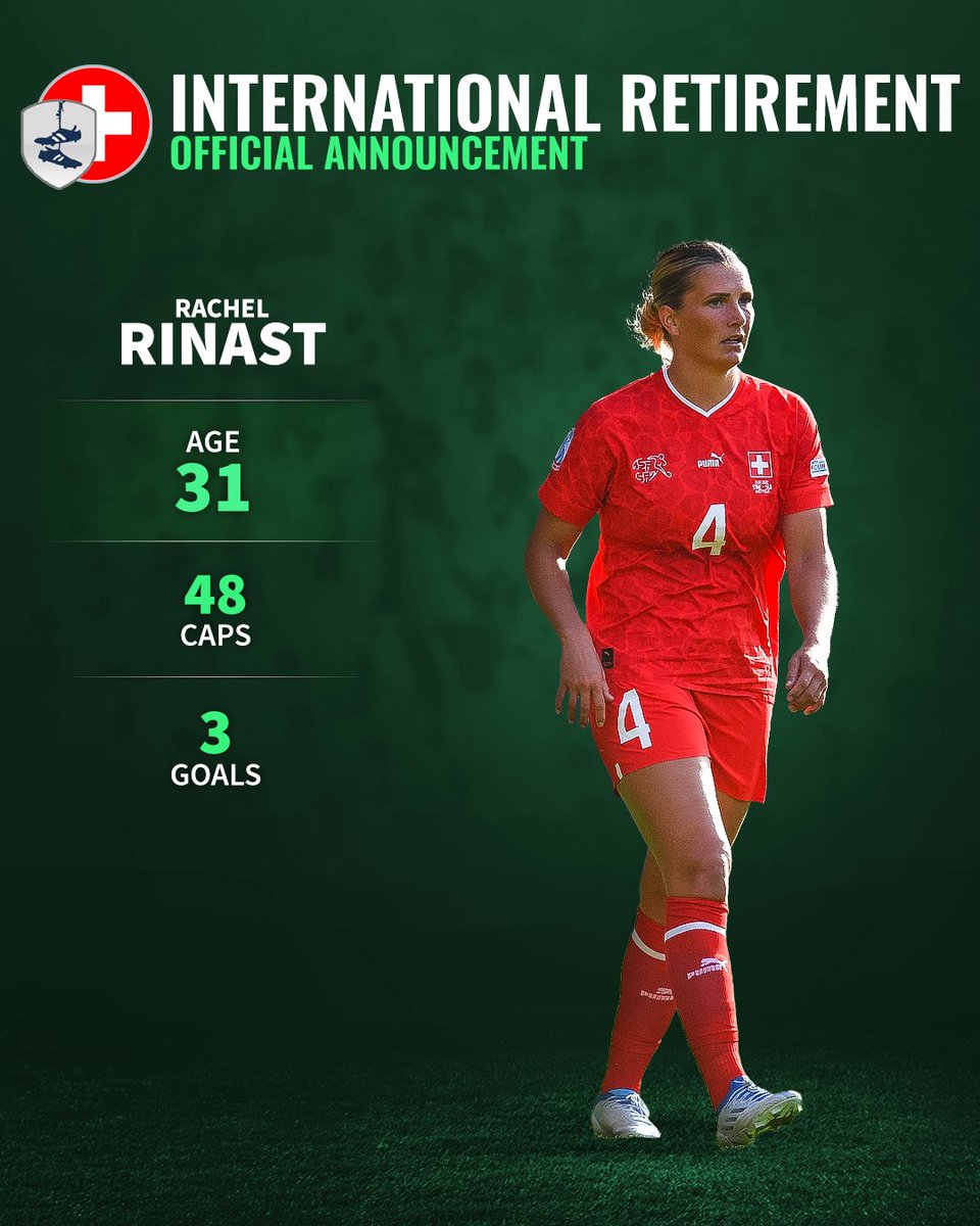 soccerdonna's tweet photo. Rachel Rinast has announced her retirement from international football.👏
#RachelRinast #Switzerland #ANati https://t.co/UU3py9iBRa