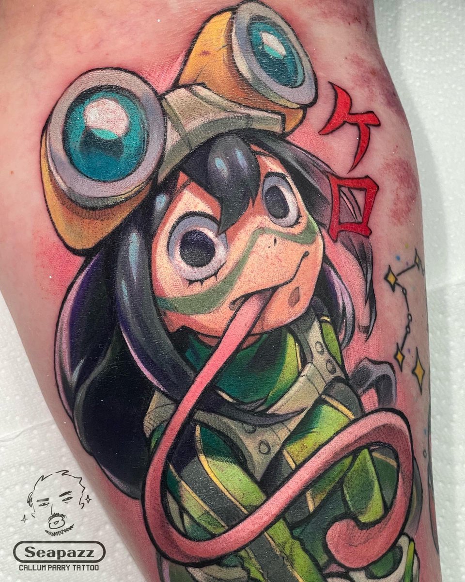 seapazz's tweet photo. Froppy and Keroppi tattoo I did the other day! What a nice little combo! 

#electrumink #disrupteverything #art #design #illustration #drawing #tattoo #tattooart #tattooartist #anime #animetattoo #animeink #mha #MyHeroAcadamia #keroppi #kero #sanrio https://t.co/wBpsKOB6u4