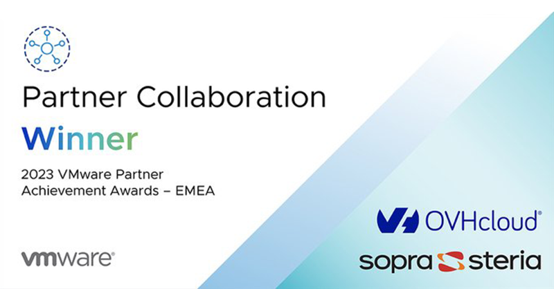 OVHcloud_ES's tweet photo. OVHcloud se enorgullece de recibir el galardón @VMware_EMEA 2023 Partner Collaboration #Award junto con @SopraSteria🏅
Este premio es un reconocimiento a nuestra colaboración con otros partners para ofrecer soluciones #cloud a medida y de alto valor a los clientes #TrustedCloud.