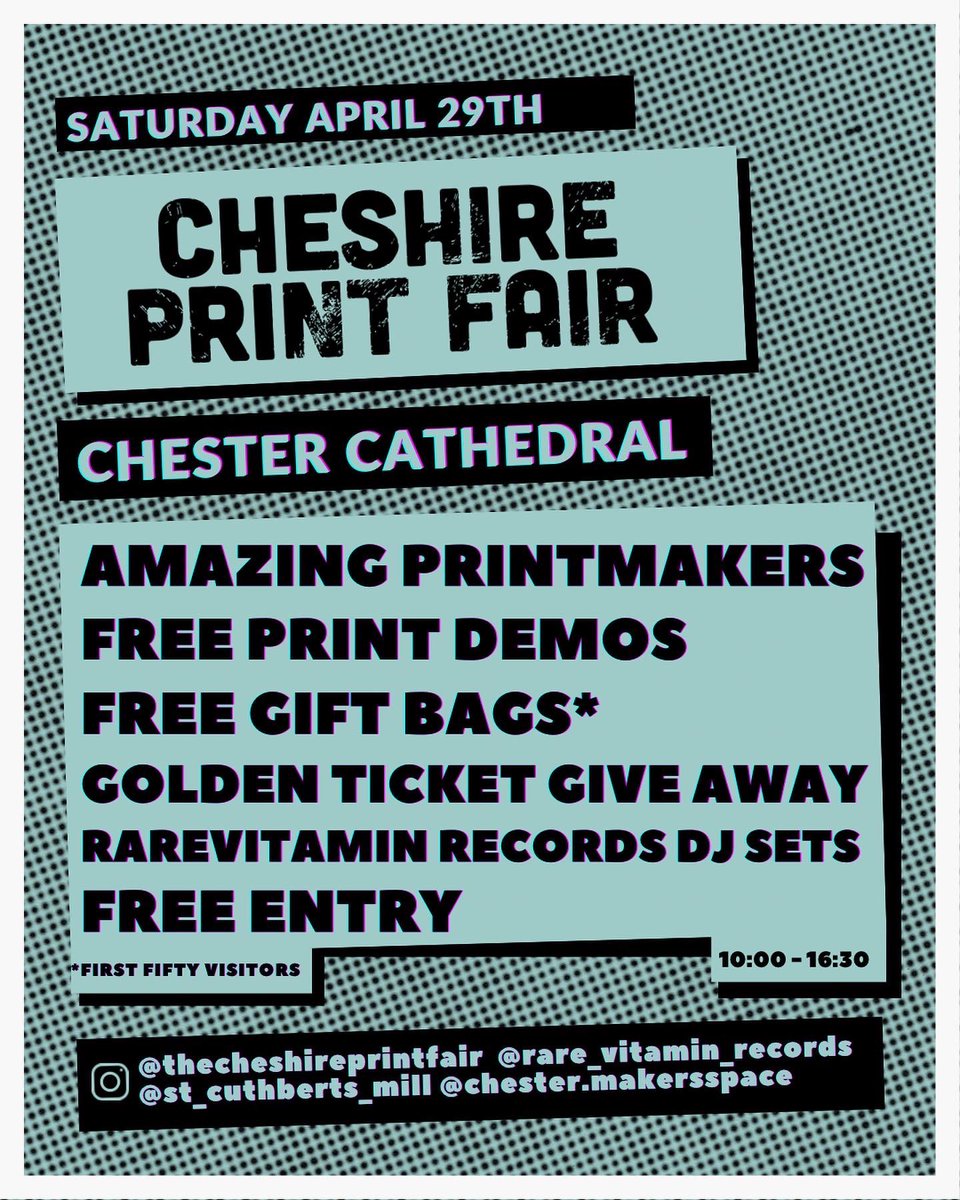 cheshireprintfa's tweet photo. Excited to be offering 2 wonderful workshops at our Spring Print Fair #CPFS23. Kindly sponsored by the ultimate fine art & printmaking paper suppliers @StCuthbertsMill
#printmaking #chester #screenprinting #letterpress #prints #workshops #cheshire @chestertweetsuk https://t.co/eUcDu5eTUG