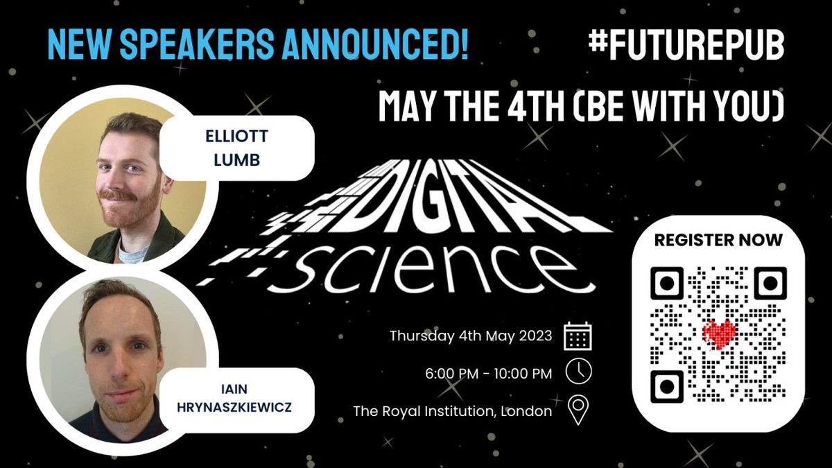 Digital Science (@digitalsci) on Twitter photo It's only two weeks until #StarWarsDay - and May the 4th be with us when <a href="/digitalsci/">Digital Science</a>'s #FuturePub returns to London! 🤩
Research tech/publishing/innovation + food & drink at <a href="/Ri_Science/">Royal Institution</a>! What more do you need? 👇👀
To register (it's free): ow.ly/JTku50NNYZX 😃 It's only two weeks until #StarWarsDay - and May the 4th be with us when <a href="/digitalsci/">Digital Science</a>'s #FuturePub returns to London! 🤩
Research tech/publishing/innovation + food & drink at <a href="/Ri_Science/">Royal Institution</a>! What more do you need? 👇👀
To register (it's free): ow.ly/JTku50NNYZX 😃