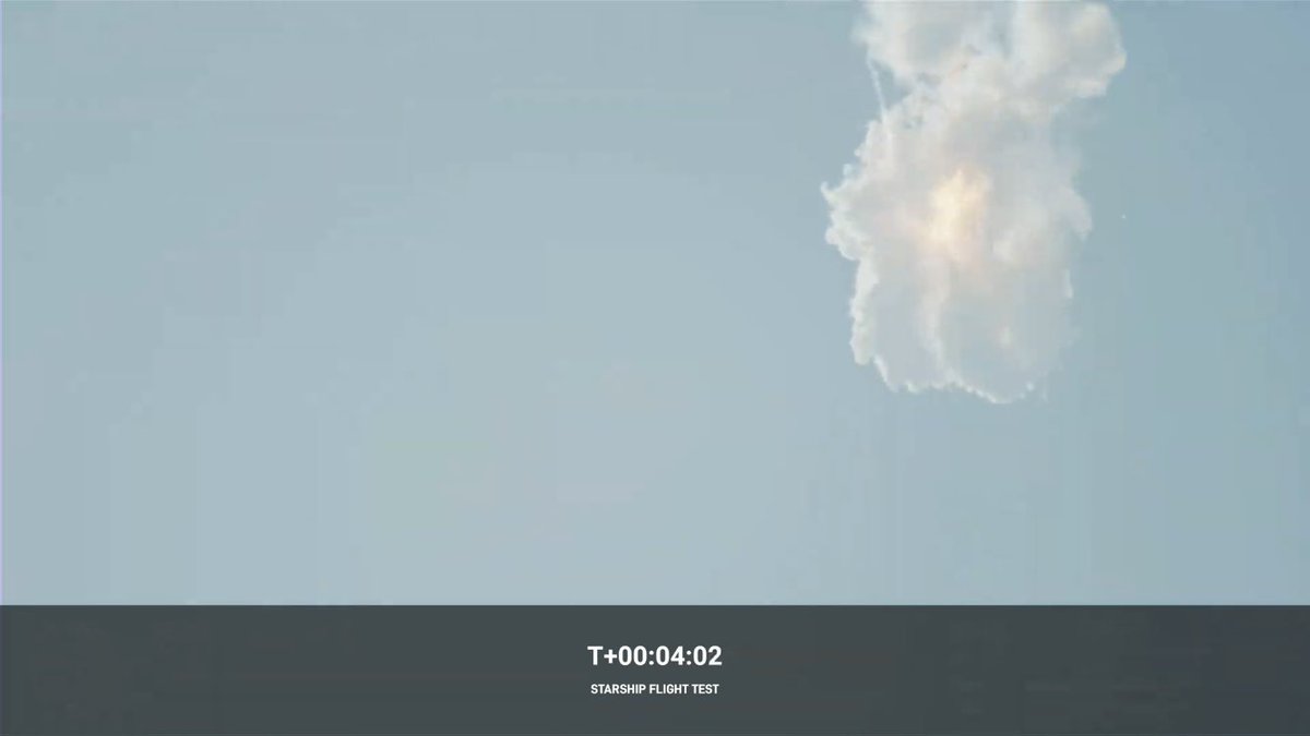 CalderoneLuca's tweet photo. È terminato il volo di #Starship con una bella esplosione.

Purtroppo nel momento in cui sarebbe dovuta avvenire la separazione di #S24 dal booster c’è stato qualche problema e Starship ha iniziato a ruotare in modo incontrollato.
#SpaceX #B7 #BocaChica 

Credit 📸: SpaceX https://t.co/lO1LW9kze2