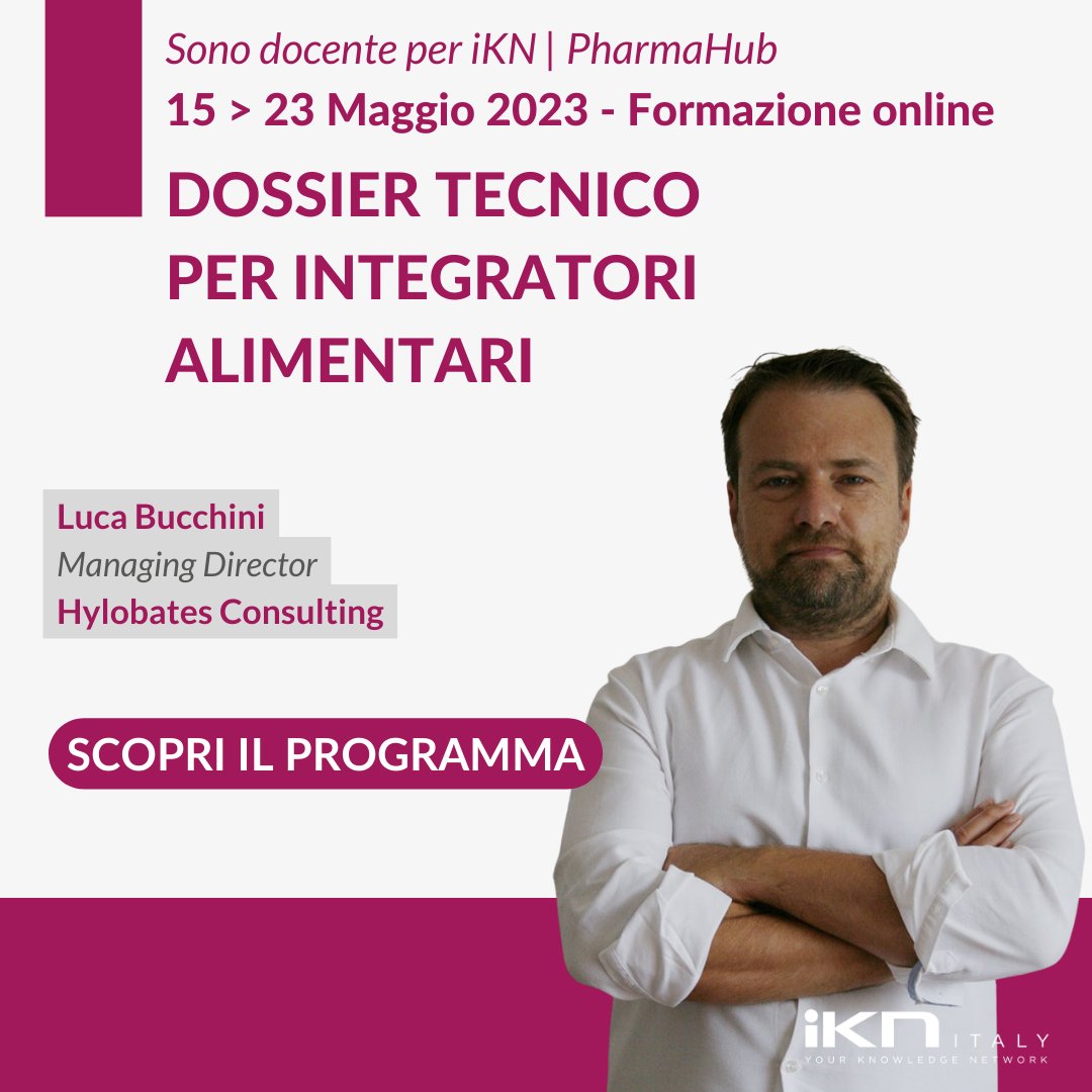 Hylobates_cons's tweet photo. 🇮🇹 Luca Bucchini parteciperà al dossier tecnico per gli #integratorialimentari in qualità di docente del corso!

Scopri il programma al seguente link: https://t.co/1RuAj1bEee https://t.co/4CfNdYva3m