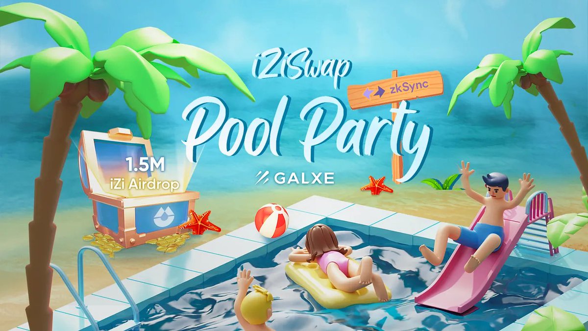 🏝 #iZiSwap Pool Party is now available on <a href="/Galxe/">Galxe</a> ! 💧🔫

To celebrate #iZiSwap’s launch on <a href="/zksync/">ZKsync</a> Era∎, we're happy to present you to the #iZiSwap Pool Party, with 1.5M $iZi to be airdropped!

Campaign portal 👉galxe.com/izumi/campaign…

Learn more 👉 izumi-finance.medium.com/iziswap-pool-p…