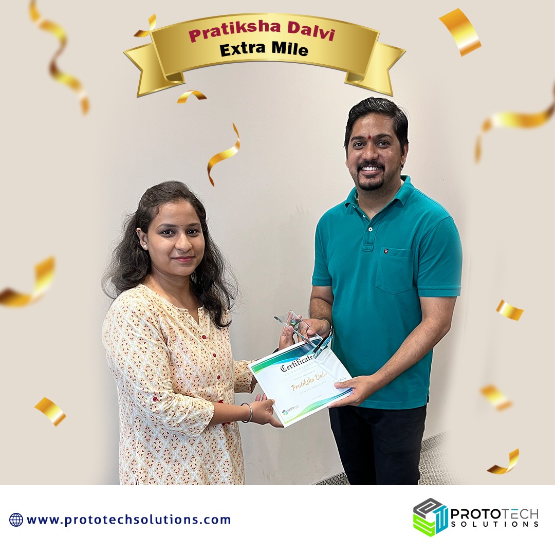 Congratulations on your outstanding achievement Pratiksha Dalvi. Your hard work paid off and hope you keep climbing onto the ladder of success.
#awardfunction #milestone #quaterlyawards #awards #prototechsolutions