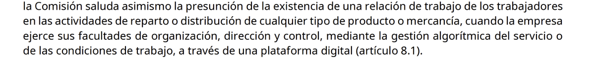 A OIT, q iniciará discusión de nueva Norma Internacional sobre #TrabajoEnPlataformasDigitales, le cae bien la PRESUNCIÓN DE LABORALIDAD en el reparto realizado bajo control algorítmico. 
Comisión d Expertos en Aplicación d Convenios y Recomendaciones d @OITnoticias Informe 2023: