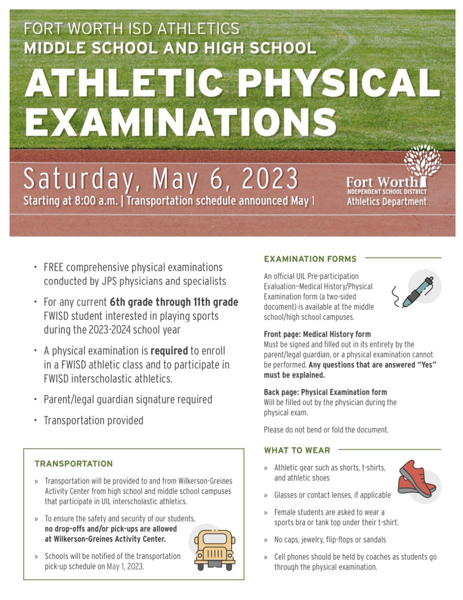 Athletic Physical Examinations: FREE! TRANSPORTATION PROVIDED! See flyer for more details.
<a href="/BenbrookMHS/">Benbrook Middle-High</a> <a href="/BenbrookBobcats/">Bobcat Athletics</a>