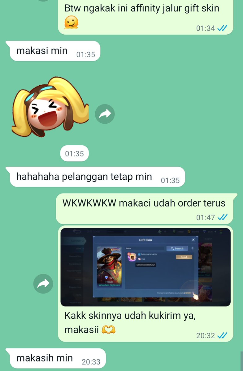 kolektorstore's tweet photo. Gift skin/item always avail, tanya-tanya saja untuk harganya 🫶 https://t.co/Uj4rhTADDi