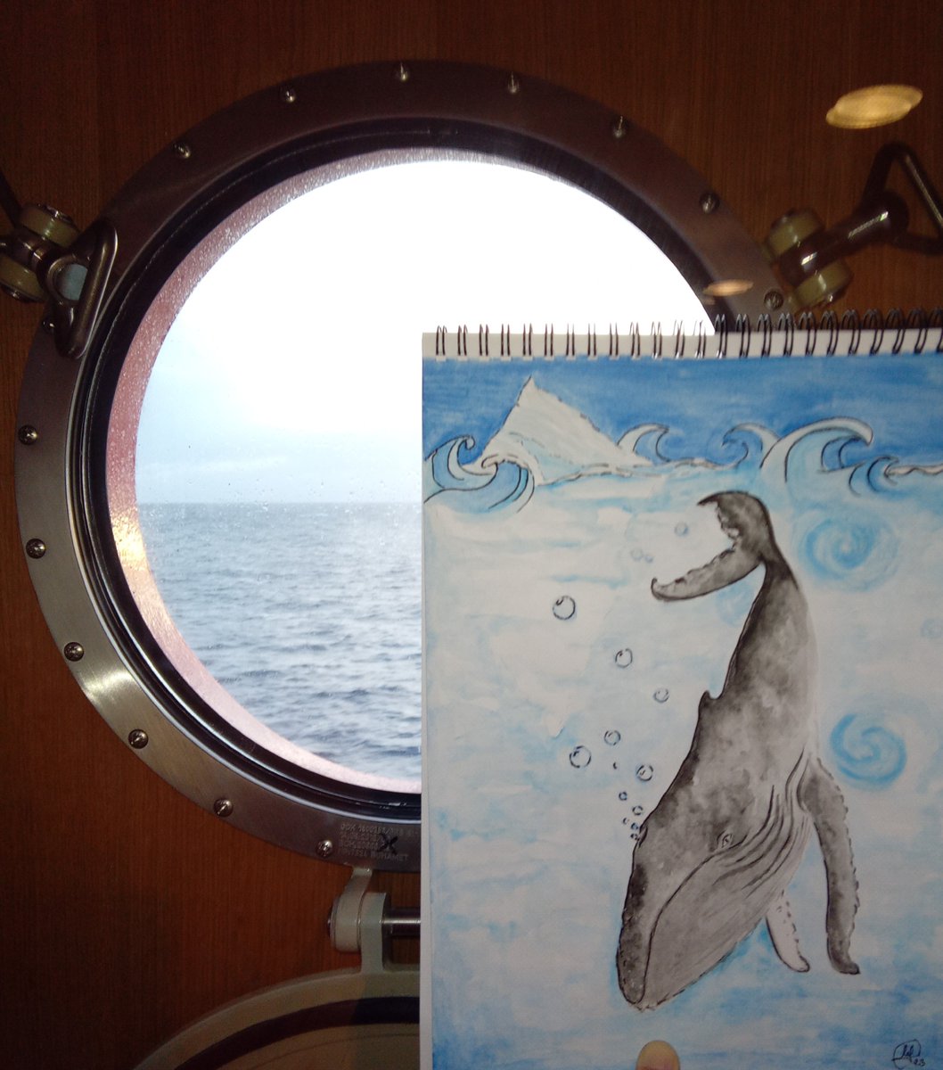 Marine Scientist Isabel Seguro (<a href="/glupglup2/">Dr Seguro</a>) started a roaring trade in characterful illustrations of whales diving below the waves of the Southern Ocean.

We know at least three colleagues who now have a whale painting by Isabel to enjoy! 🎁

4/5