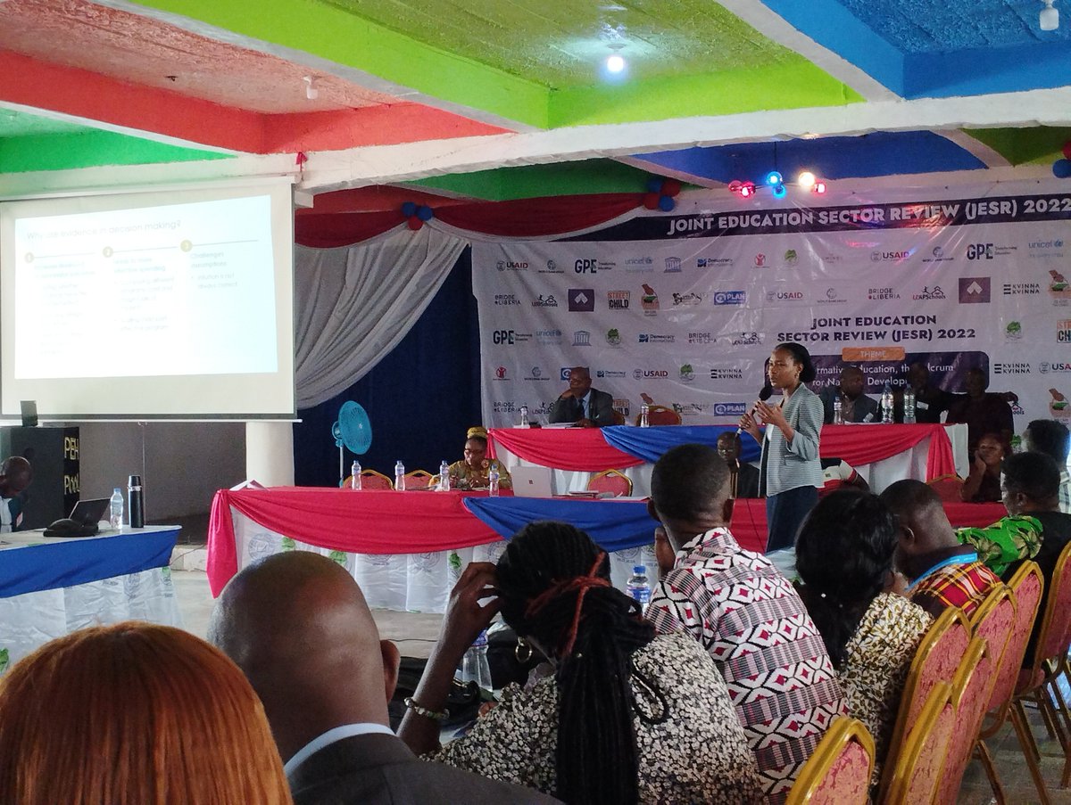 JPAL_Africa's tweet photo. J-PAL Africa's @PrimroseAdjepo1 recently presented on our Girls' Education &amp; Empowerment portfolio at the Joint Education Sector Review in #Liberia. The insights she shared on barriers facing girls in Africa were well-received by partners committed to advancing #girlseducation https://t.co/01HgcvVYK0