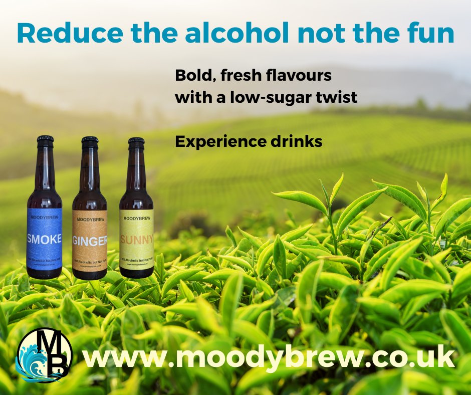 Savour the moment with SMOKE - calming blend of tea extractions
Boost creativity with GINGER - whole root to maximise flavour and punch
Refresh & uplift with SUNNY - novel tea blends with a floral twist

Boost your #SoberSpring 

#MoodyBrewLtd