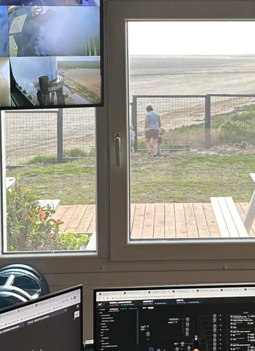 Adobati's tweet photo. @elonmusk But the question is: who's the man in the courtyard with two children while Starship is about to launch? 😁 https://t.co/pxlOCfsdOp
