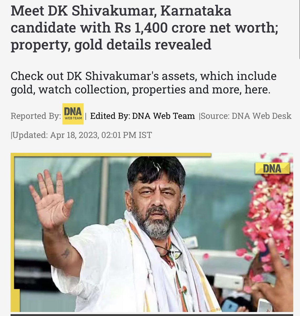 astitvam's tweet photo. Imagine if this is the declared property then what’s beneath the carpet?
#GoldenRoads for Kanakapura people for sure😜

2013 - 251 cr
2018 - 800 cr 
2023 - 1441 cr 
Sometimes I fail to recognise which mathematical progression suits DKS!? https://t.co/w9lX6fTAlg