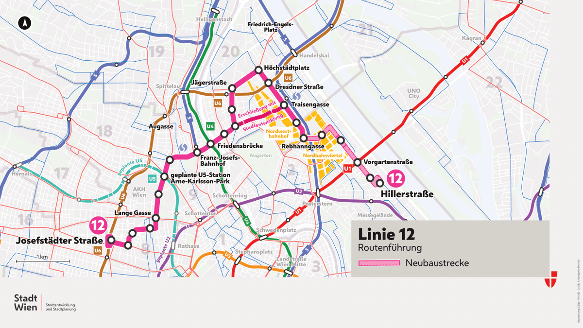 Stadt_Wien's tweet photo. 🧵/1 Unser Öffi-Netz wächst! Voraussichtlich ab 2025 verbindet die Bimlinie 12 die Leopoldstadt mit der Josefstadt. Alle Infos: https://t.co/oaR58IlAQi https://t.co/JbDAPRkjfU