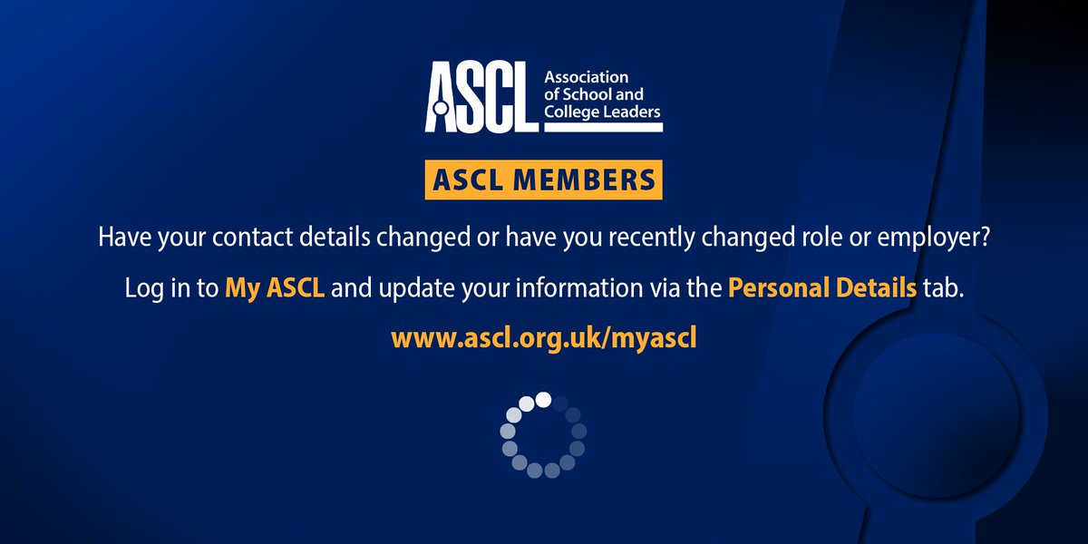 ASCL_UK's tweet image. #ASCLmembers - following our announcement today that we will be conducting a formal ballot on industrial action, it is really important to ensure your contact details are up to date. 

Please check and update via ascl.org.uk/MyASCL and the 'Personal Details' tab