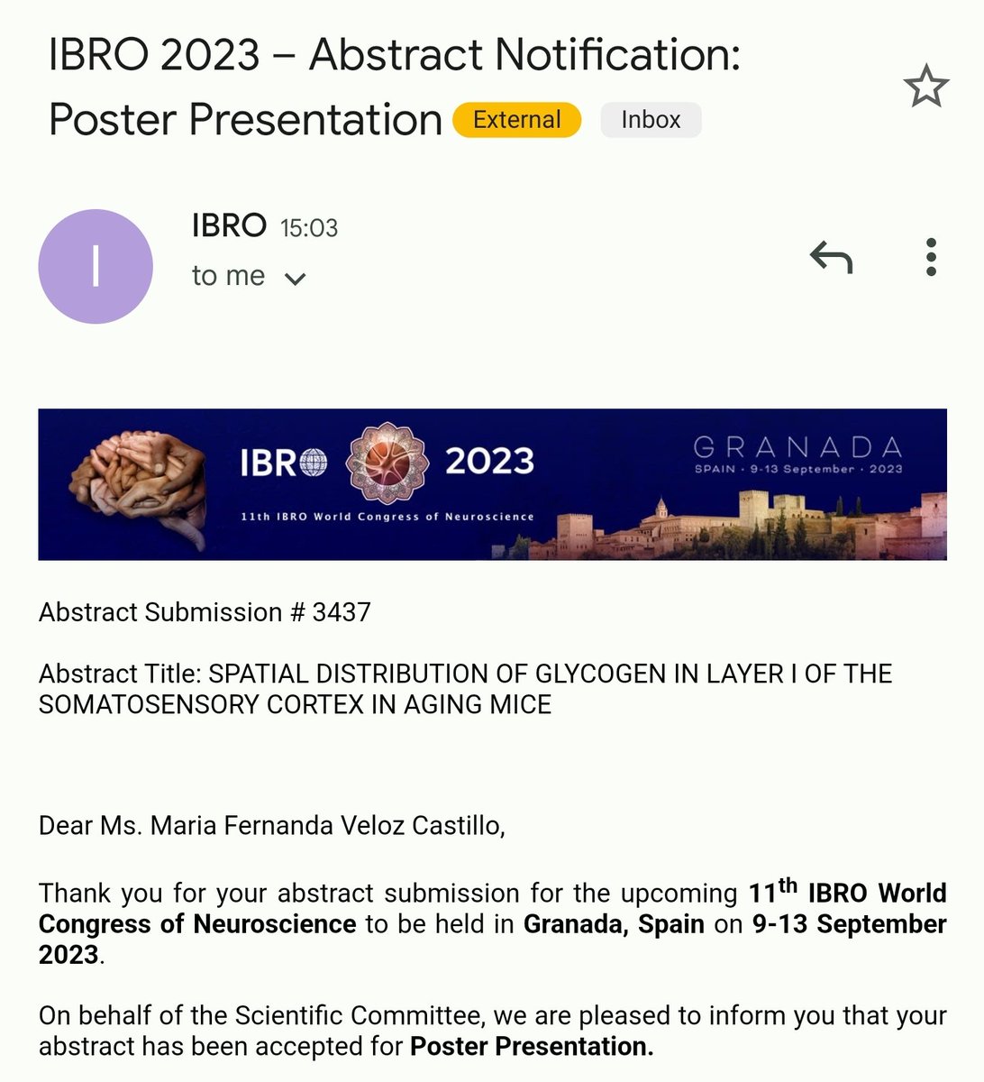 Officially attending #IBRO2023 🙌🏻🤓🥳 I'm so excited to catch up with colleagues and present the results of my research 🧠

#phdstudent #phdlife #phdjourney