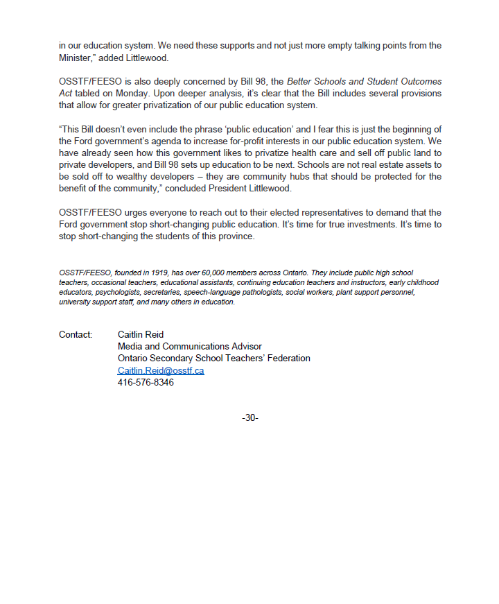 osstf's tweet photo. #OSSTF/FEESO MEDIA RELEASE:

“For a govt that has repeatedly demanded more accountability &amp; transparency in #OntEd, these futile attempts to hide their cuts to education funding are insulting. Students deserve far better than these smoke &amp; mirrors tactics from the Ontario PCs.” https://t.co/iTTThRiKRO