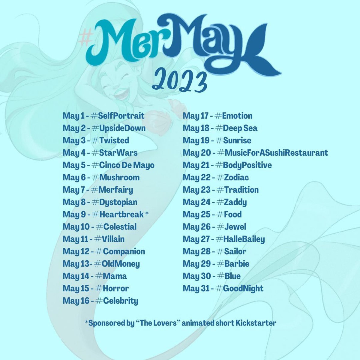 Tonycartoonish's tweet photo. #Repost @mermay_official
・・・
This is it! The official #mermay2023 #officialpromptlist is here! 

✨ Welcome new #mermay partner lb.illustrates to join @tombancroft1 and @whitneypollett this year!  We have an amazing list of judges as well as prizes! 

✨ Introductions and contest specifics will be posted soon, in the meantime, comment below any questions about prompts and share the post with your drawing buddies!