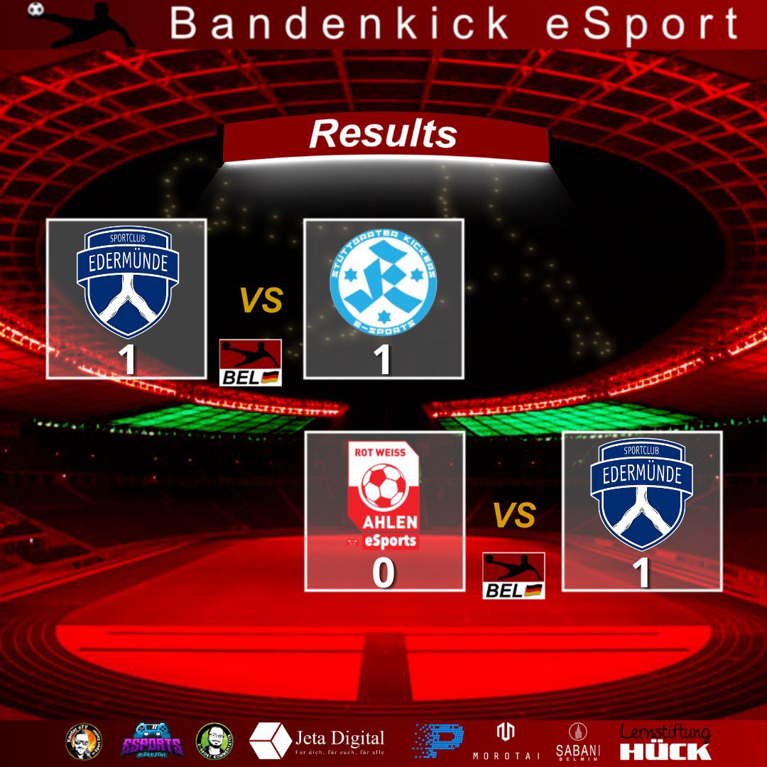 Bandenkick BEL Blue🥇
Spieltag 5.
Heimspiel
🆚Stuttgarter Kickers eSports
🔶1:1

Spieltag 6.
Auswärtsspiel
🆚Rot Weiss Ahlen eSports
✅1:0
______________
Bandenkick Partner:

<a href="/bandenkick/">Bandenkick</a>
<a href="/lernstiftung/">Lernstiftung Hück</a>
<a href="/MagazineClubs/">eSports Magazine Pro</a>
______________
Unsere Partner:
@octavia_ag_
@fzmedia