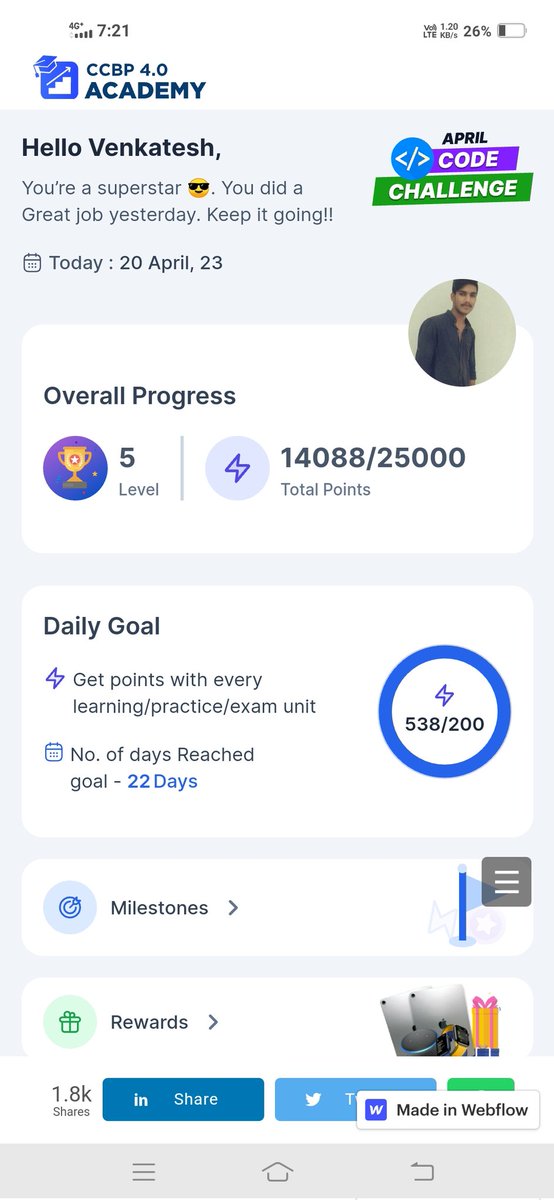 venkateshdhaki's tweet image. #Aprilcodechallenge
#nxtwave
#ccbp
#rahulattulurisir
Hi Connections ,
Daily goal is completed.