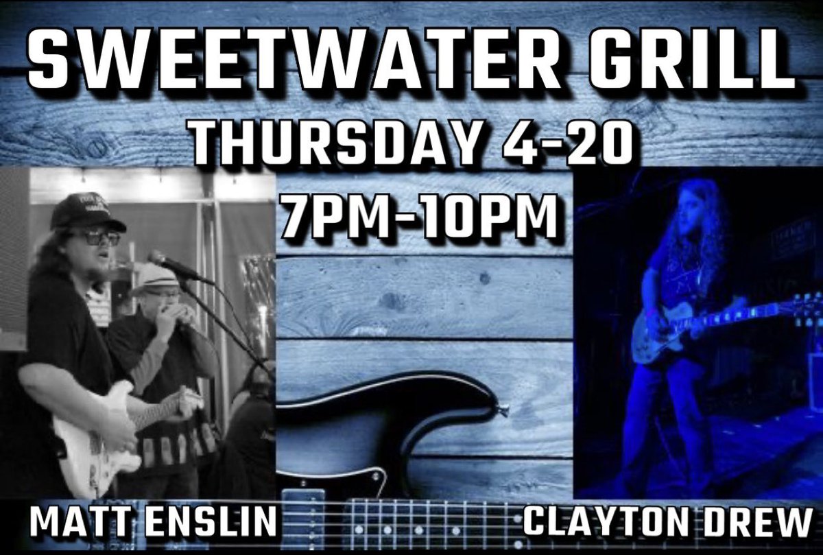 SweetwaterGrilI's tweet photo. 🔥🔥🔥TONIGHT🔥🔥🔥

y’all come hang out while @ClaytonDrew214 and @mateomusic555 do their thing🤘🏼 tonight’s gonna be a party for sure🥳 https://t.co/5btS20zBQK