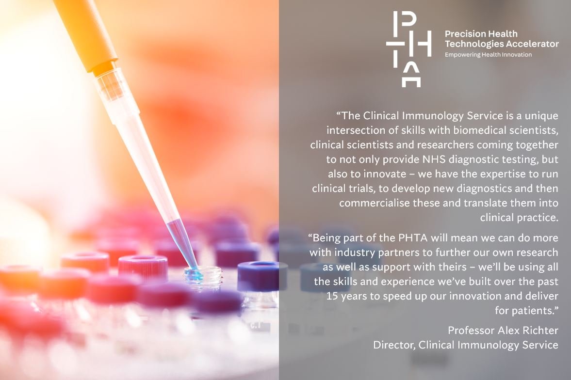 PHTA_Ltd's tweet photo. 🔬 Deep diagnostic expertise | Businesses locating at PHTA will benefit from collaborating with our anchor resident the Clinical Immunology Service - running clinical trials, commercialising new diagnostics and translating to the clinic. Discover the CIS > https://t.co/eTWwl9wc1y https://t.co/LfrN8H3yC3