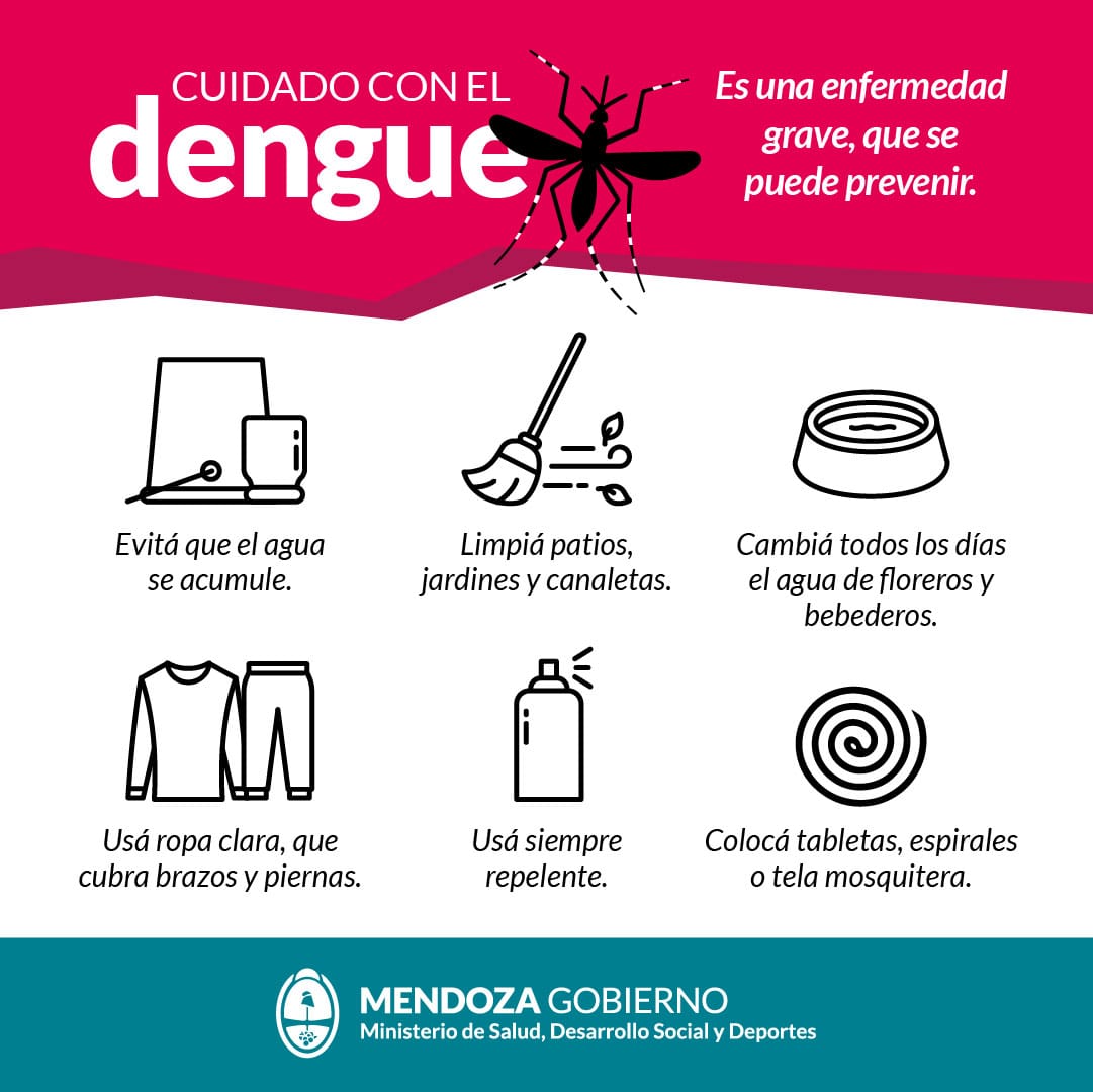 MendozaGobierno's tweet photo. #CuidadoConElDengue 👉🏼 Conocé cómo prevenirlo y los síntomas. 

📍 Si presentas síntomas, no te automediques y acercate al hospital o centro de salud más cercano. https://t.co/Kcb72c4JMJ