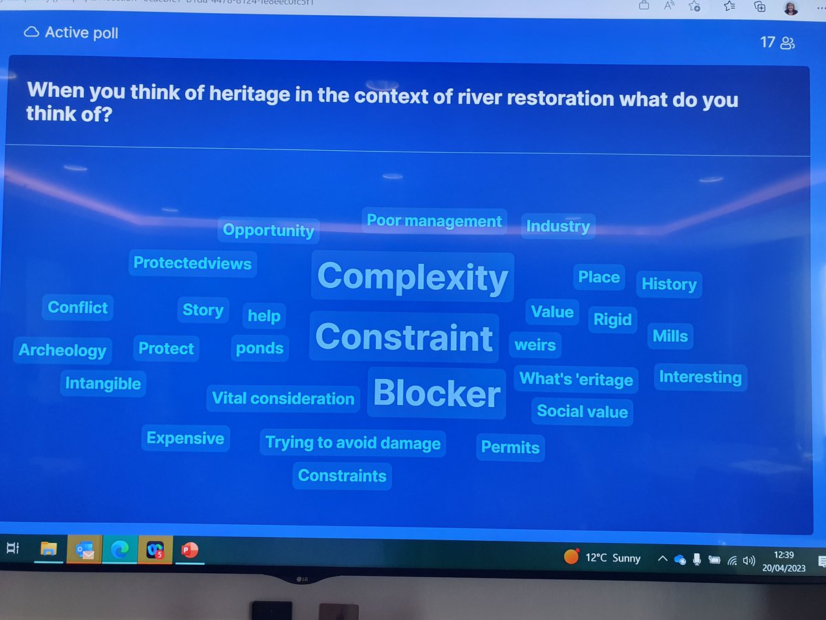 hannahfluck's tweet photo. Before &amp; after word clouds from our successful @nationaltrust heritage &amp; river restoration workshop @the_rrc conference this morning.  Key take aways - engaging w/ heritage early on can save money, deliver better schemes  and improve engagement of a wide range if stakeholders https://t.co/qFlg3aCGD1