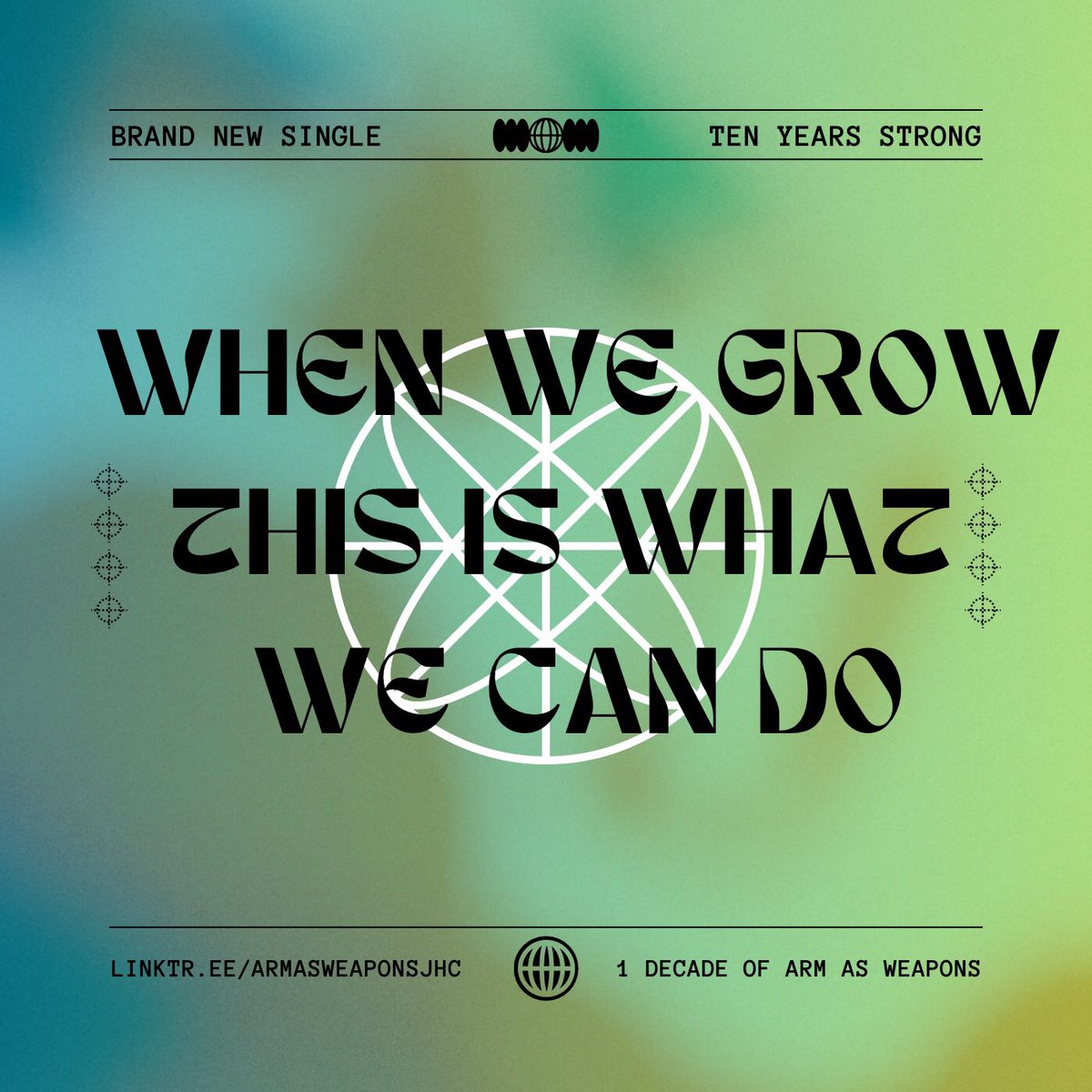 Happy 10th anniversary to us! 🎉🎂 "When We Grow This Is What We Can Do" is our gift to all listeners. Let's celebrate a decade of great music and look forward to what the future holds! 🎶

#ArmAsWeapons
#1DecadeOfArmAsWeapons