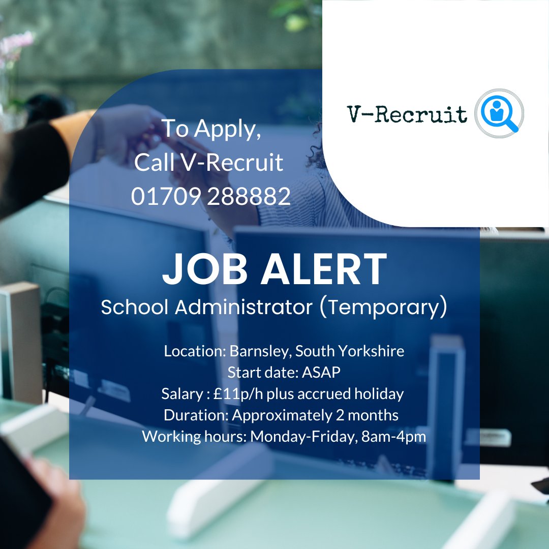 #jobalert #schooljobs #schoolwork #jobsinschools #jobsineducation #barnsleyjobs #barnsleywork #southyorkshirejobs #southyorkshirework #administrationjobs #administrationwork #temporaryschooljobs #temporaryadministrativejobs #admin #adminwork