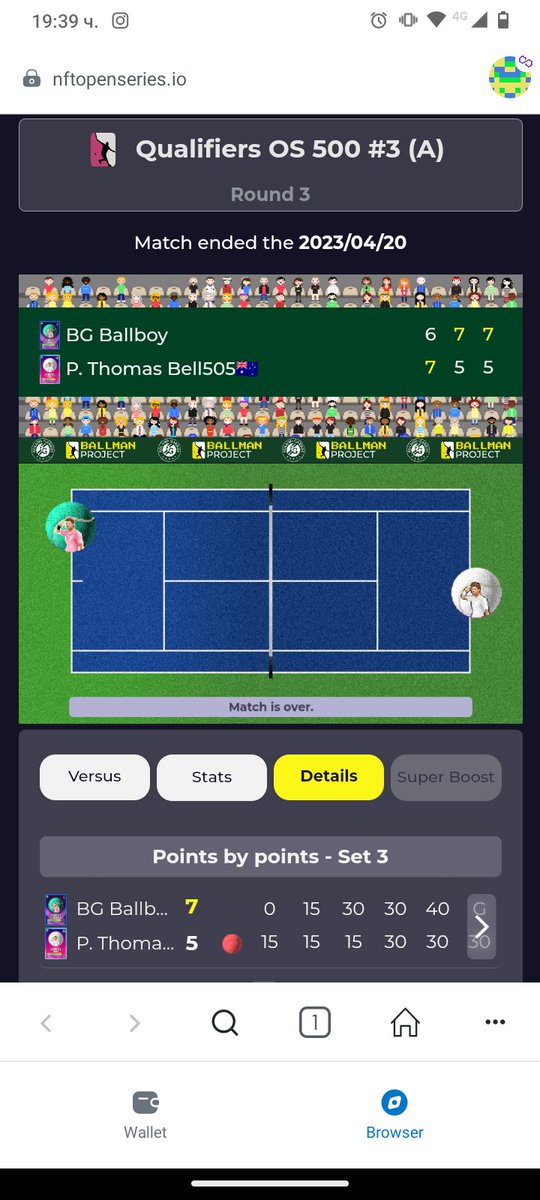 Battle final and first qualification's tournament win for me 💪🎾
@ballmanproject @stanwawrinka 
#nft #nfts #nftcommunity #tennis #nftcollectors #ballman #ballmanproject #nftcollection #nftnews #nftgames #games #gaming #tournament #tennistournament #tennisgame