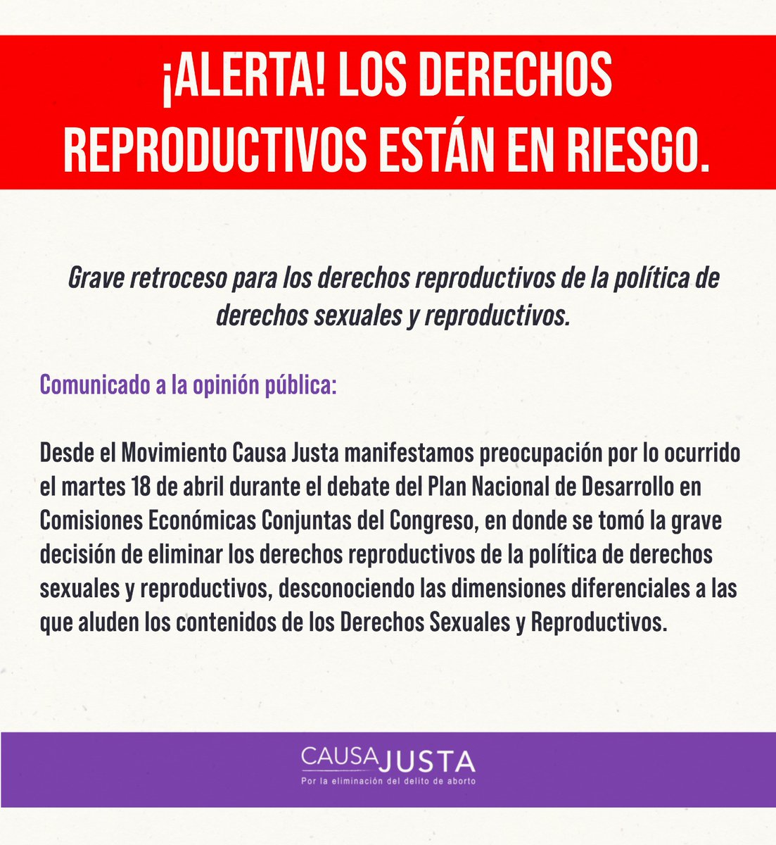 Red_DeFemSoras's tweet photo. La eliminación de los derechos reproductivos de la #políticaDSDR desconoce y vulnera los derechos de las mujeres, hombres trans y personas no binarias https://t.co/j4KvCYQKzv
