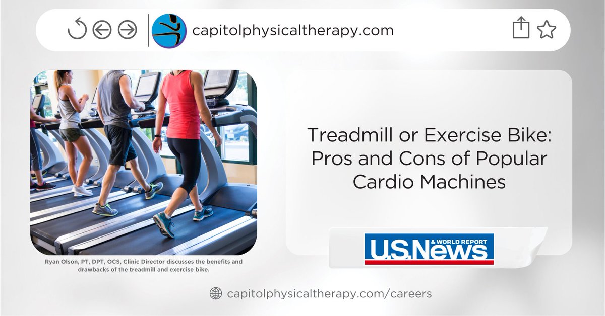 kcppt's tweet image. Check out this expert commentary on treadmills vs exercise bikes from Ryan Olson, a DPT at our Wisconsin sister company and fellow member of the Confluent Health family, @ptcapitol! Click the link below to read more 🔗:
health.usnews.com/wellness/fitne…