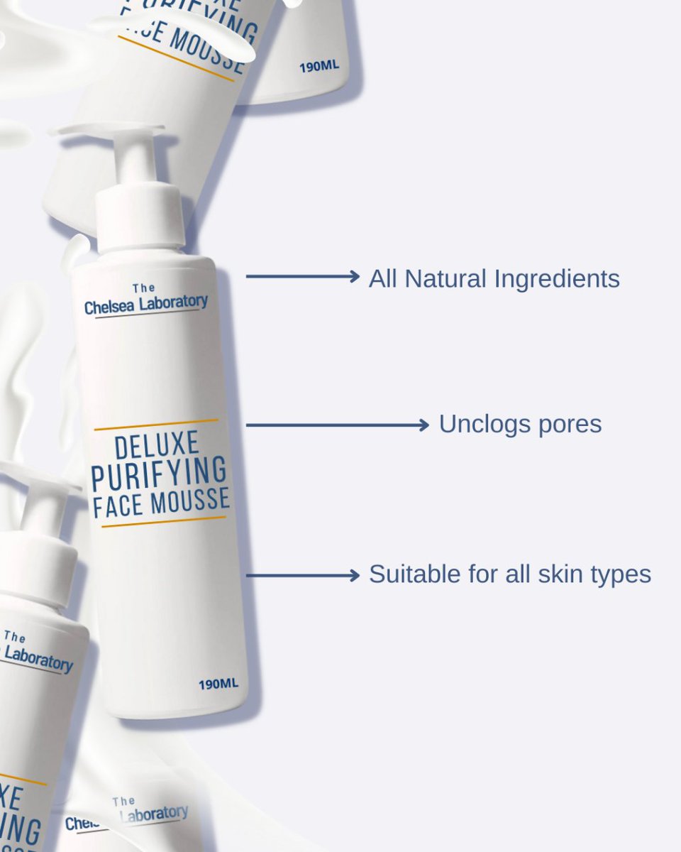 TheChelseaLabs's tweet photo. Unclog Pours and Reduce Inflammation with our Deluxe Purifying Face Mousse! 🫧

Here to help all skin types start their routine right with the perfect cleanser 💙

Want to find out more? Click the link in the bio 🔗
#antiageingskincare #cleanser #naturalskincare #musthaveskincare https://t.co/VXYDDa31hw