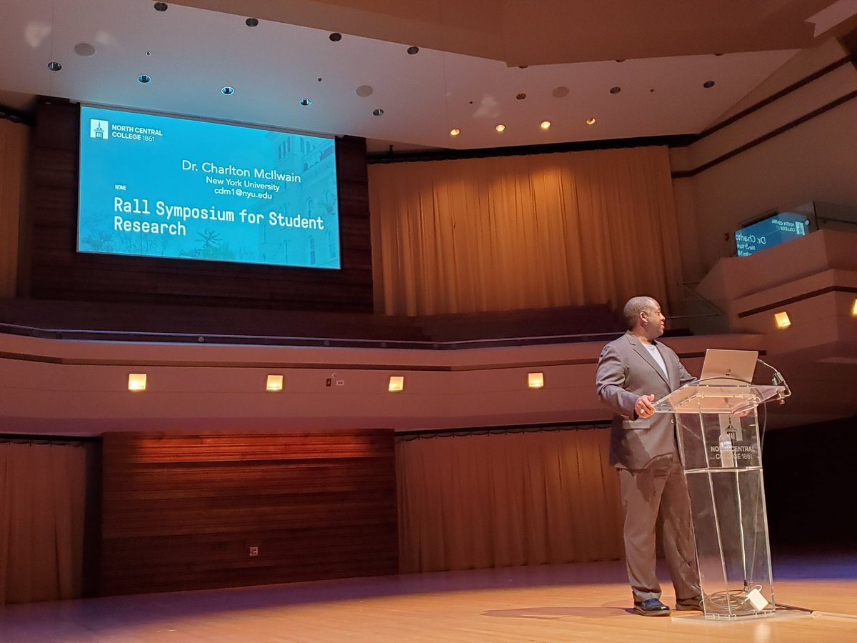 PRPC's tweet photo. Keynote address at the @northcentralcol 25th annual Rall Symposium for Student Research. @cmcilwain is breaking down the challenges and rewards of the research process though his journey to write #BlackSoftware https://t.co/bU4NMgp3iS