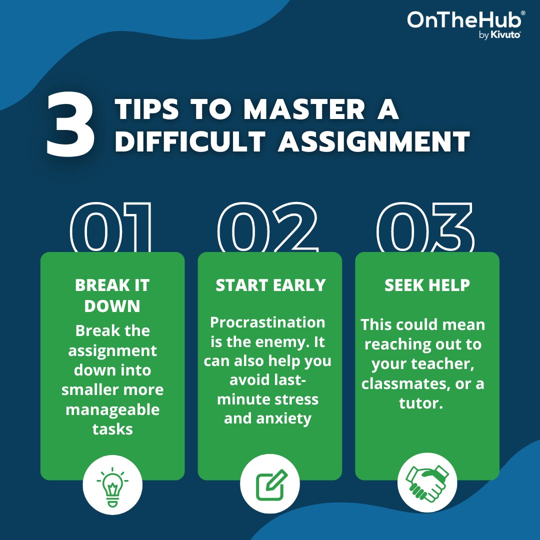 OnTheHub's tweet image. Remember, every challenge presents an opportunity for growth. Embrace the process, stay focused, and you'll emerge from the assignment stronger and more confident than ever before. #AcademicSuccess #AssignmentTips #MasteringDifficultAssignments #StudyTips