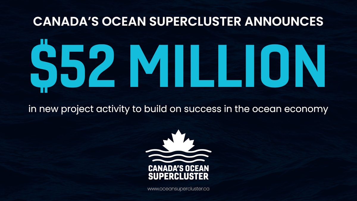 CanadaOSC's tweet photo. Today, Canada’s Ocean Supercluster announced $52 million in new, expanded project activity for active phase one OSC projects. 

Learn more: https://t.co/VqsH4PIxQW @FP_Champagne @AndyFillmoreHFX @kendmacdonald #OceanNation https://t.co/aai0KEo7n9