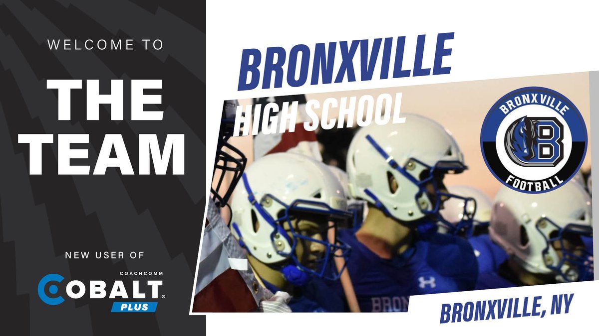 CoachComm's tweet photo. Welcome to our Cobalt Plus team @BronxvilleFB! #GoBronco's! @nyshsfca @coachcalcutta https://t.co/q6wQ47flaE
