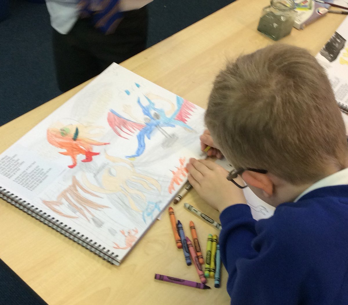 SPMVPineClass's tweet photo. This afternoon we have been using our sketch books to respond to a poem and make visual notes. https://t.co/o2L4jz9yb9