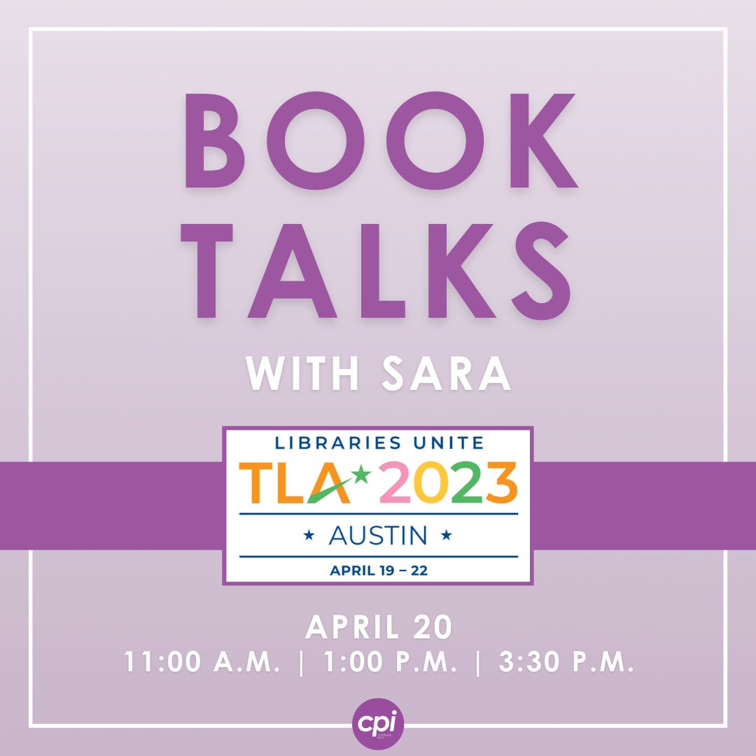 helloCPI's tweet photo. Stop by Booth 1027 for Book Talks with Sara today!
11:00: Middle Grade Mania
1:00: What's New in Graphic Novels?
3:30: Picture Book Palooza!
#booktalk #tla #txla #txla23 #texaslibraryassociation https://t.co/x7HX2c6YQ9